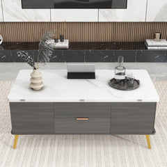 Modern Grey Multifunctional Lift-Top Coffee Table with Storage