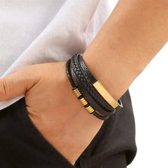 Men's Alloy Buckle Leather Bracelet