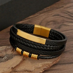 Men's Alloy Buckle Leather Bracelet
