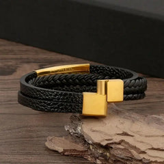 Men's Alloy Buckle Leather Bracelet
