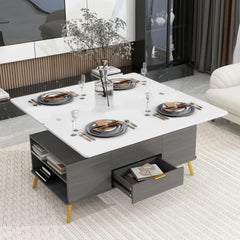 Modern Grey Multifunctional Lift-Top Coffee Table with Storage