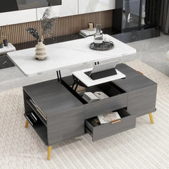 Modern Grey Multifunctional Lift-Top Coffee Table with Storage