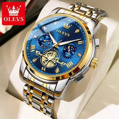 OLEVS Luxury Moon Phase Chronograph Men's Watch