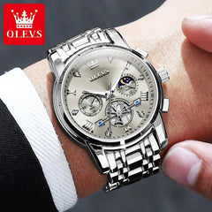 OLEVS Luxury Moon Phase Chronograph Men's Watch