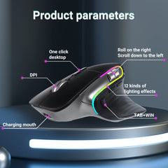CHYI Tri-Mode Ergonomic Vertical Wireless Mouse
