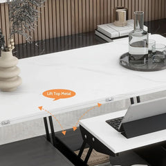 Modern Grey Multifunctional Lift-Top Coffee Table with Storage