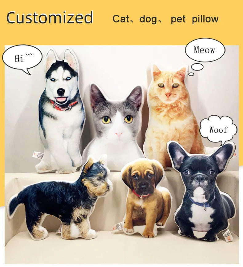 Photo Customization DIY Dog Cushion Pet Plush Pillows Stuffed Animal Cat Pillow Sofa Car Decorative Personalized birthday gift