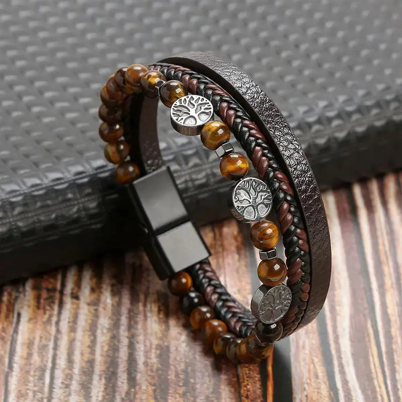 Men's Alloy Buckle Leather Bracelet