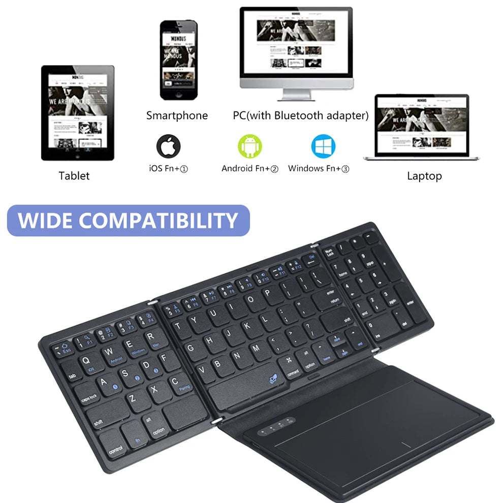 B.O.W Foldable Bluetooth Keyboard with Touchpad