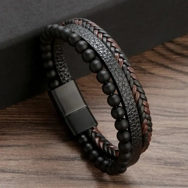 Men's Alloy Buckle Leather Bracelet