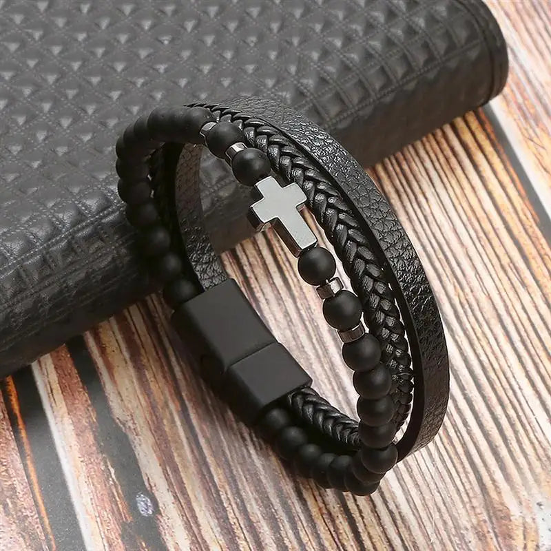 Men's Alloy Buckle Leather Bracelet