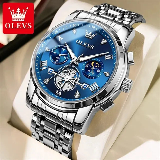 OLEVS Luxury Moon Phase Chronograph Men's Watch