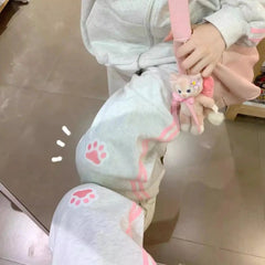Cute Cartoon Embroidered Zip-Up Hoodie