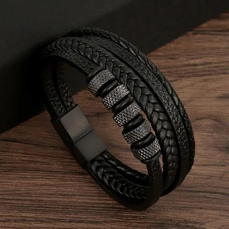 Men's Alloy Buckle Leather Bracelet