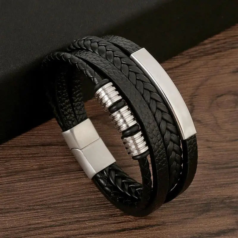 Men's Alloy Buckle Leather Bracelet
