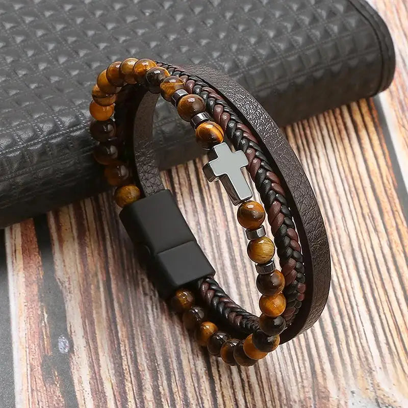 Men's Alloy Buckle Leather Bracelet