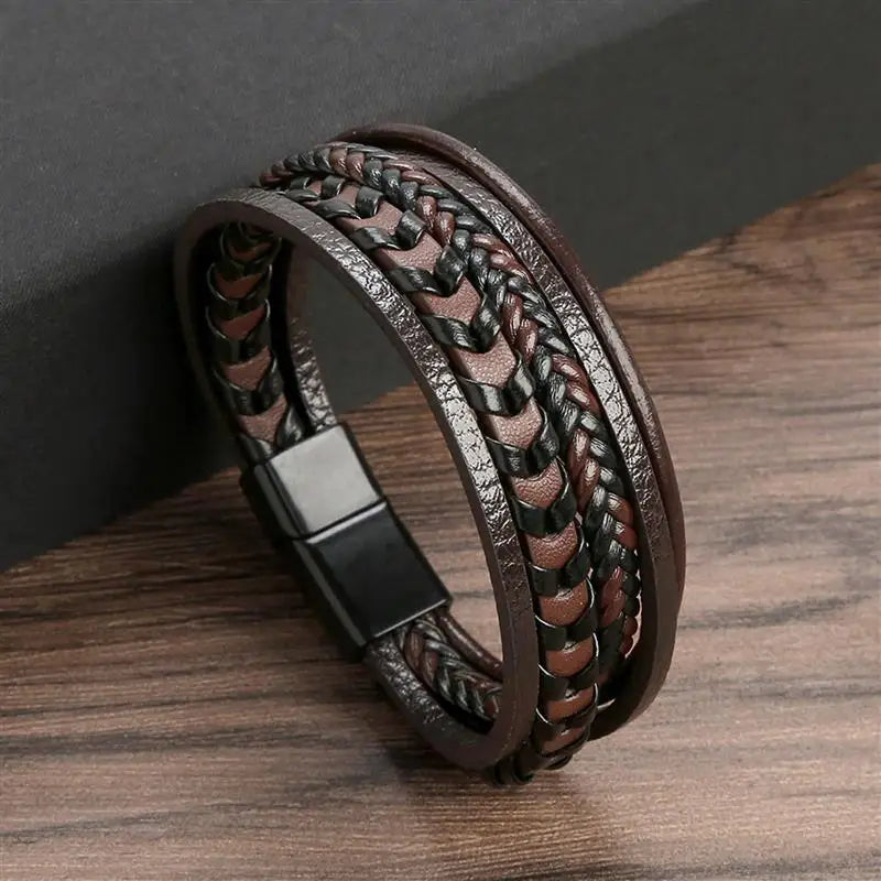 Men's Alloy Buckle Leather Bracelet