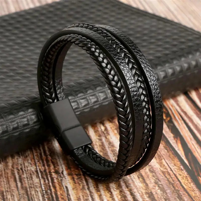 Men's Alloy Buckle Leather Bracelet
