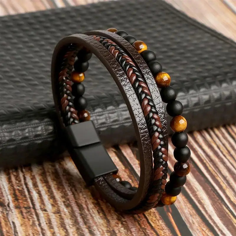 Men's Alloy Buckle Leather Bracelet