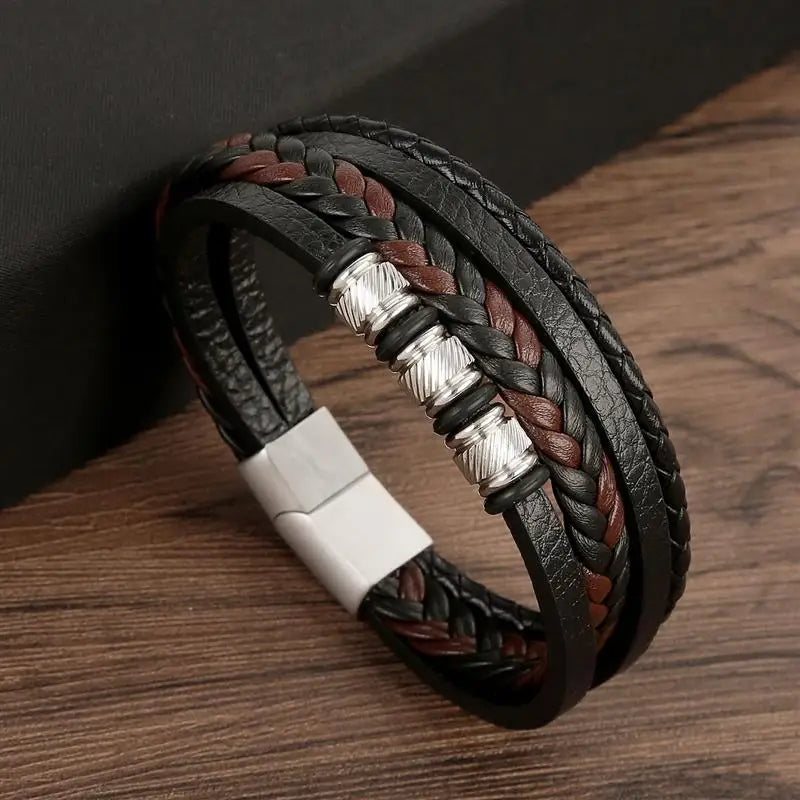 Men's Alloy Buckle Leather Bracelet
