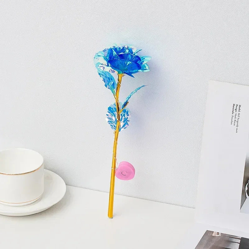 LED Galaxy Rose Artificial Flowers, Wedding Decoration, Creative Valentine'S Day and Mother'S Day Gift with Battery 1Pc