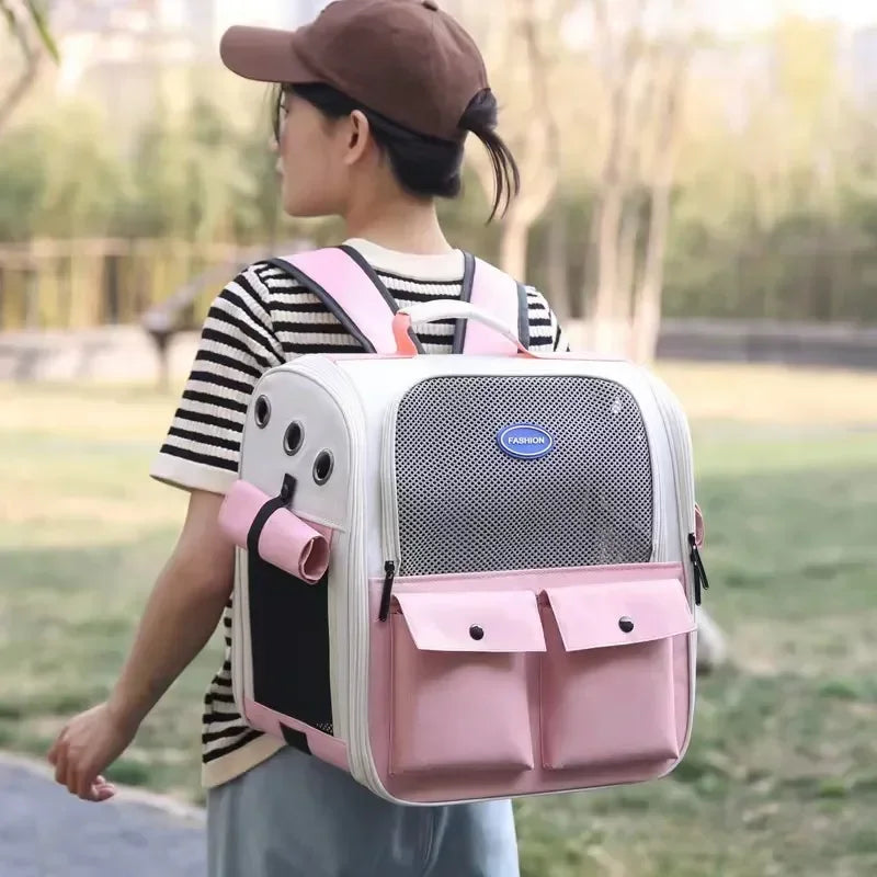 Foldable Cat Backpack Large Capacity Cat Strap Backpack Adjustable Strap Pet Outdoor Travel Ventilation Cat Backpack