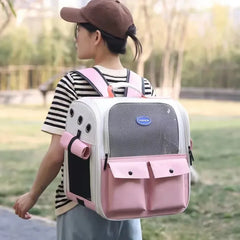 Foldable Cat Backpack Large Capacity Cat Strap Backpack Adjustable Strap Pet Outdoor Travel Ventilation Cat Backpack
