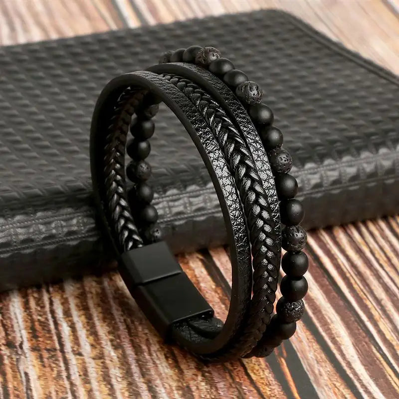 Men's Alloy Buckle Leather Bracelet