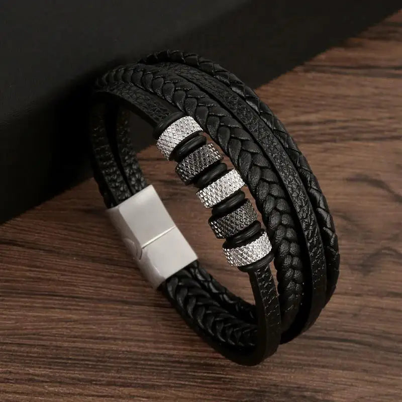 Men's Alloy Buckle Leather Bracelet