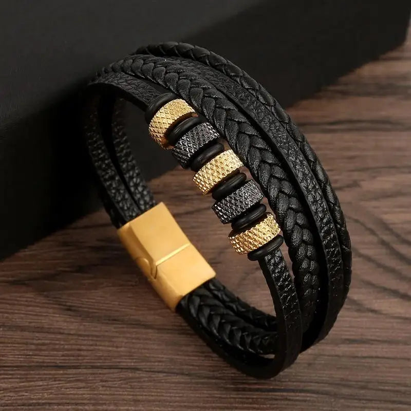 Men's Alloy Buckle Leather Bracelet