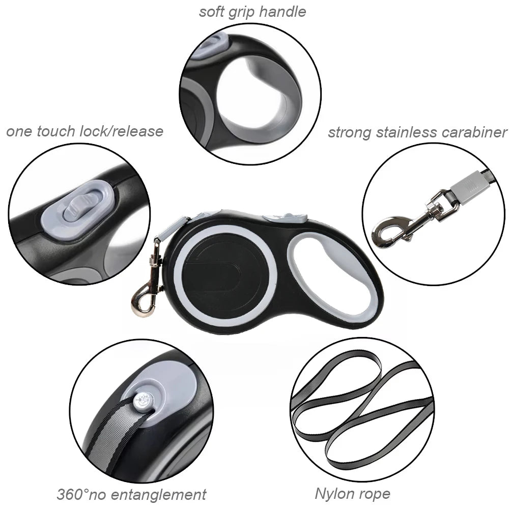 Durable Retractable Nylon Dog Leash