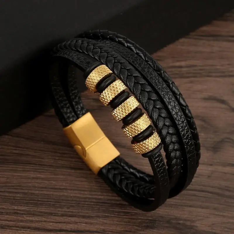 Men's Alloy Buckle Leather Bracelet