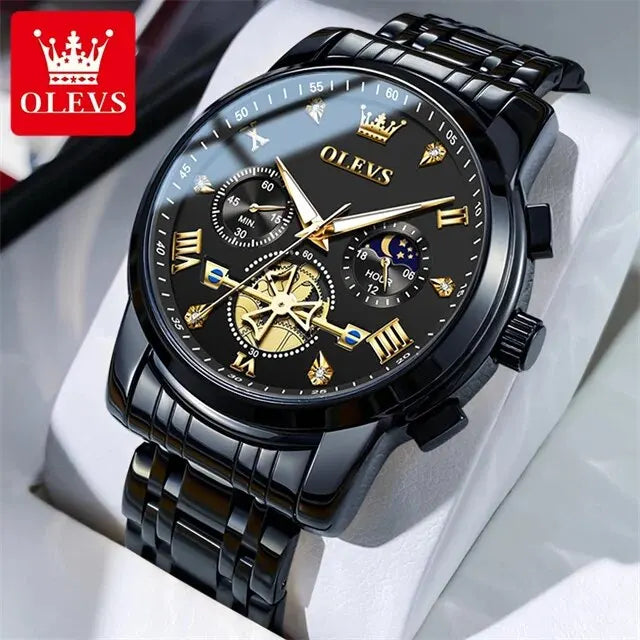 OLEVS Luxury Moon Phase Chronograph Men's Watch