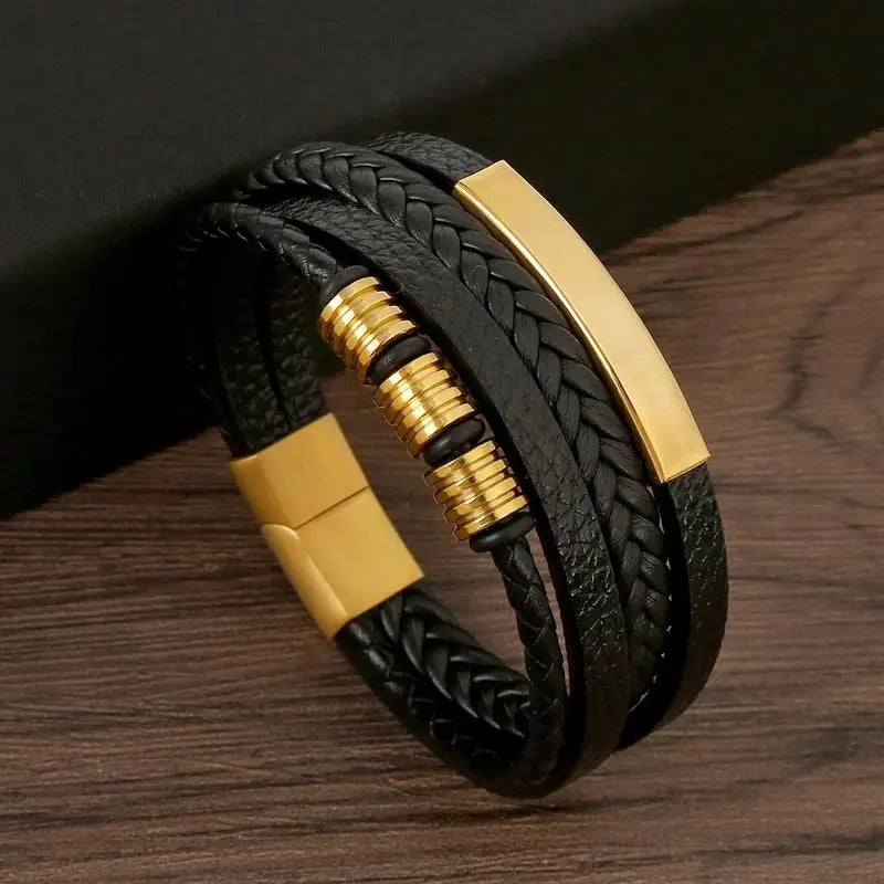 Men's Alloy Buckle Leather Bracelet