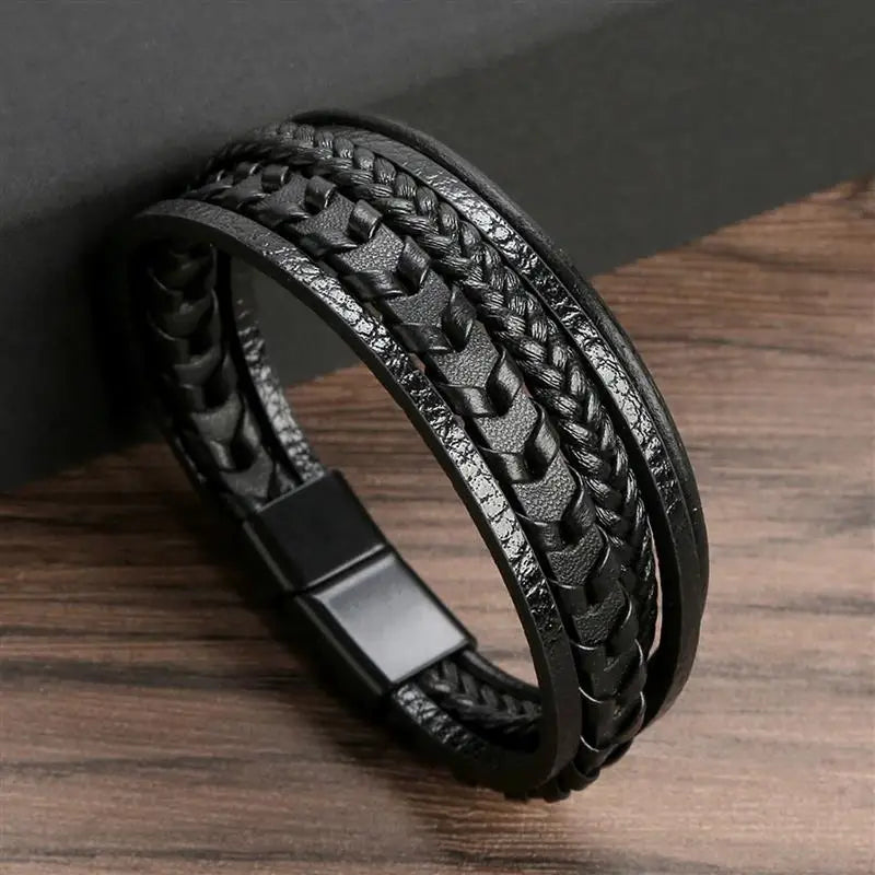 Men's Alloy Buckle Leather Bracelet