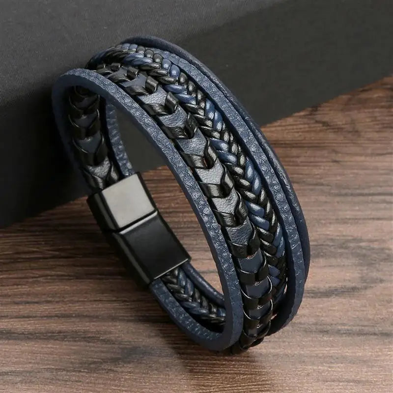Men's Alloy Buckle Leather Bracelet